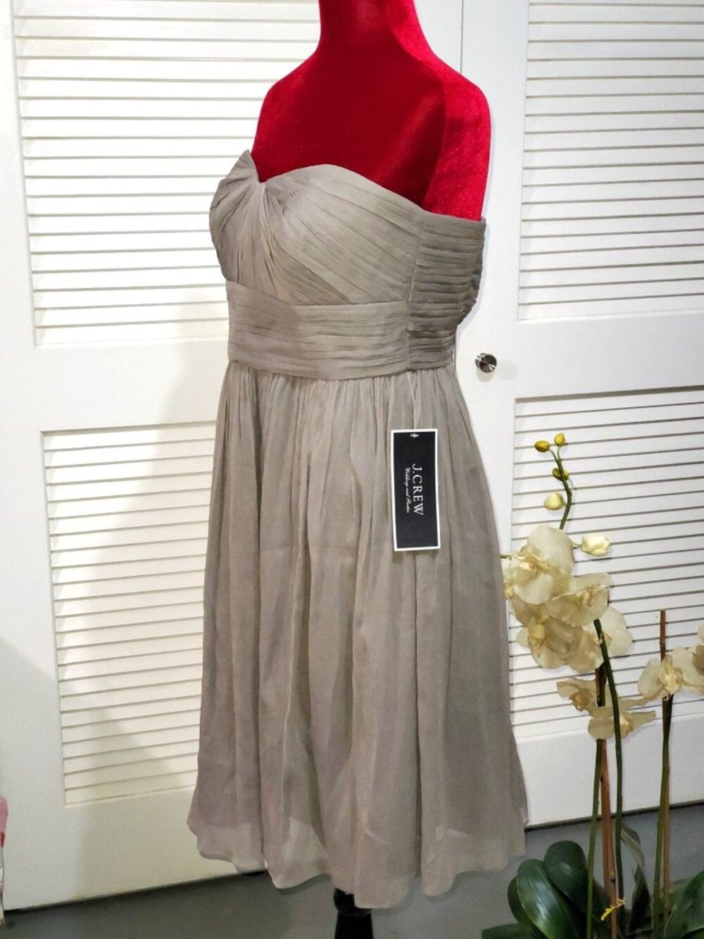 NWT J.Crew Women's Formal Dress Marbella Strapless in Silk Chiffon Size 10 790 - Picture 3 of 10